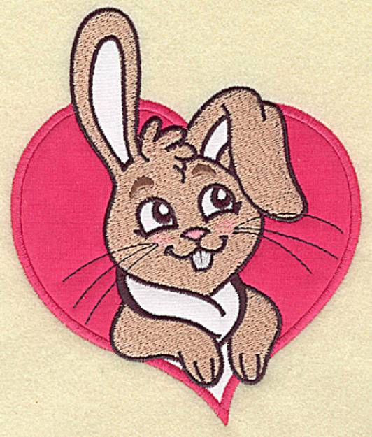 Picture of Bunny And Heart Applique Machine Embroidery Design