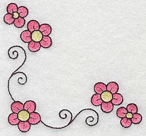 Picture of Floral Swirls Corner Machine Embroidery Design