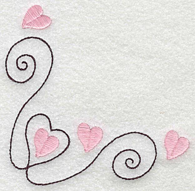 Picture of Swirls And Hearts Corner Machine Embroidery Design