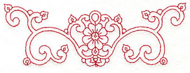 Picture of Redwork Floral Border Machine Embroidery Design