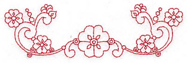 Picture of Floral Redwork Border Machine Embroidery Design