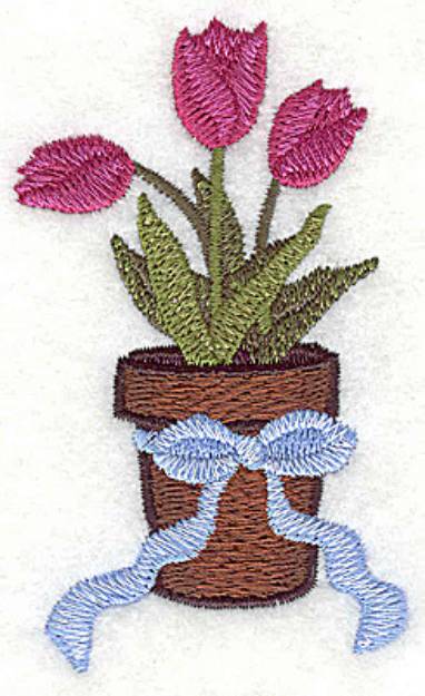 Picture of Pot of Tulips Machine Embroidery Design
