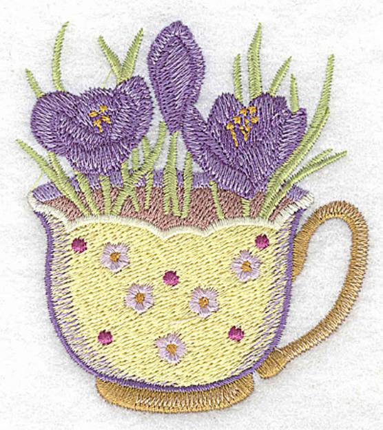 Picture of Crocus in a cup Machine Embroidery Design