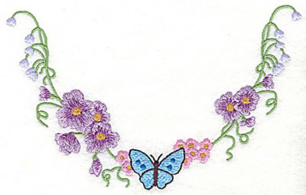 Picture of Floral Butterfly Neckline Machine Embroidery Design