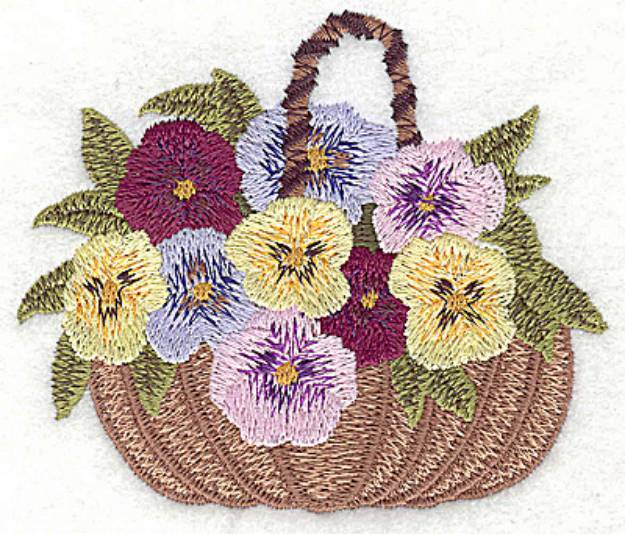 Picture of Basket Of Pansies Machine Embroidery Design
