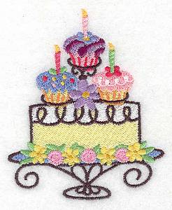 Picture of Cake with Cupcakes Machine Embroidery Design