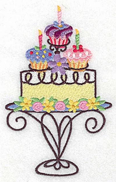 Picture of Cake with Cupcakes Machine Embroidery Design