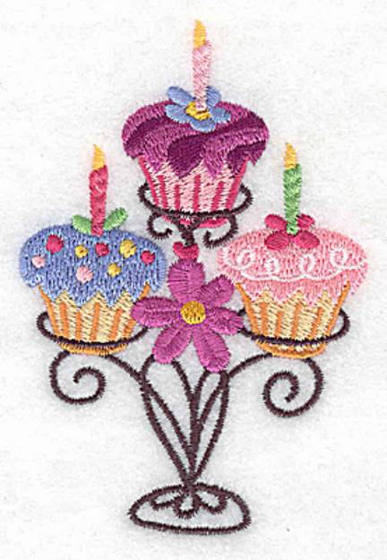 Picture of Cupcakes on Stand Machine Embroidery Design