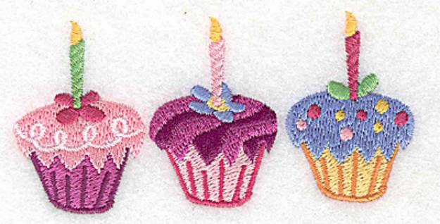 Picture of Three Cupcakes Machine Embroidery Design