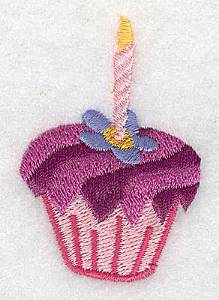 Picture of Cupcake with Candle Machine Embroidery Design