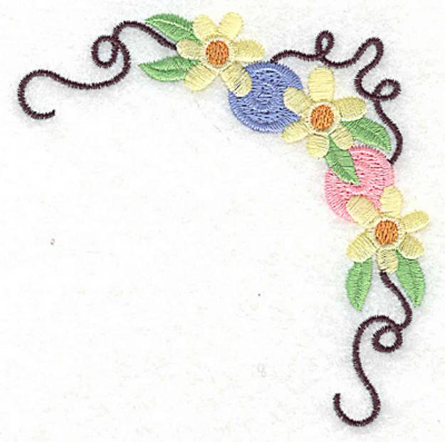 Picture of Floral Corner Swirl Machine Embroidery Design