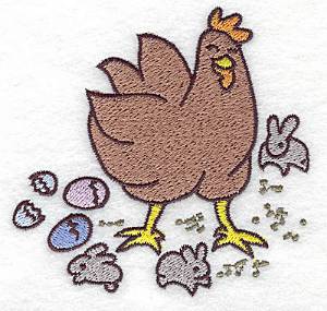 Picture of Chicken with Eggs Machine Embroidery Design