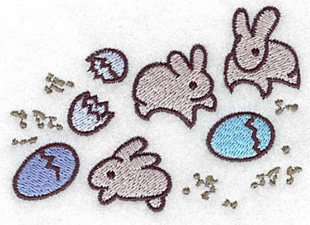 Picture of Bunnies and Eggs Machine Embroidery Design