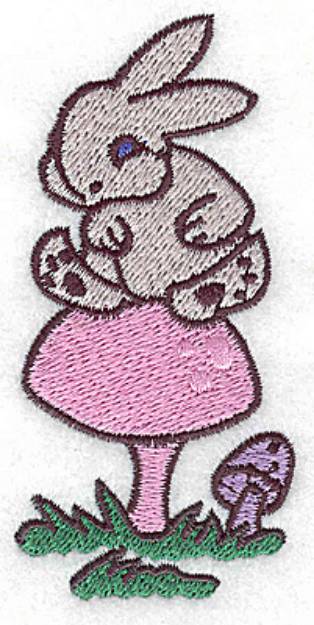 Picture of Bunny on Toadstool Machine Embroidery Design