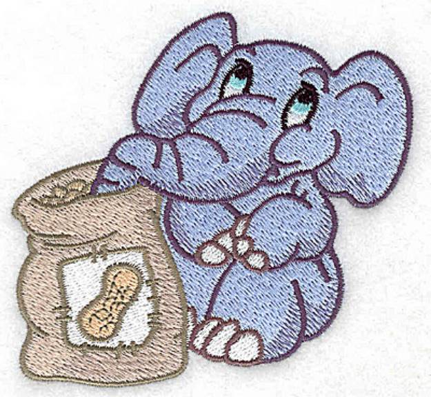 Picture of Elephant with Peanuts Machine Embroidery Design