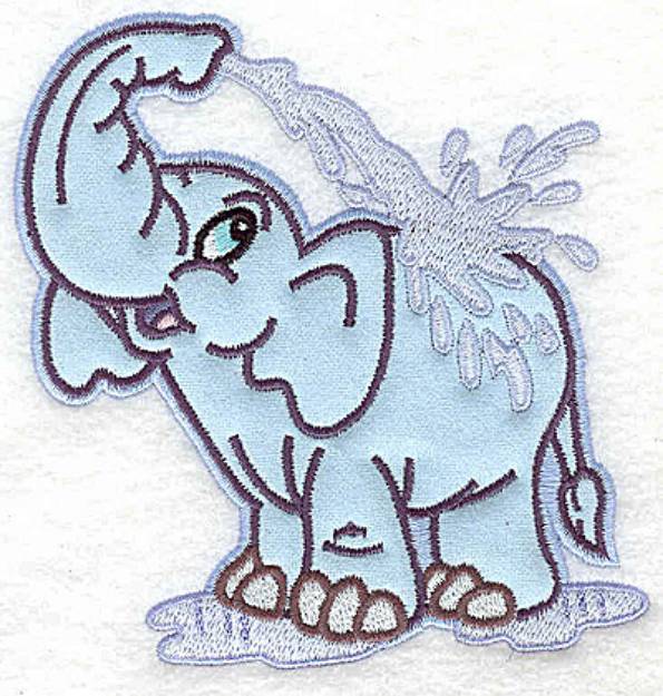 Picture of Bathing Elephant Machine Embroidery Design