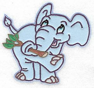 Picture of Elephant with Branch Machine Embroidery Design