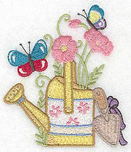 Picture of Watering Can Floral Machine Embroidery Design