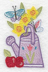 Picture of Butterfly Watering Can Machine Embroidery Design