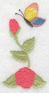 Picture of Rose and Butterfly Machine Embroidery Design