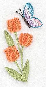 Picture of Tulip and Butterfly Machine Embroidery Design