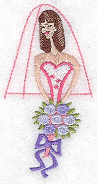 Picture of Bride with Bouquet Machine Embroidery Design