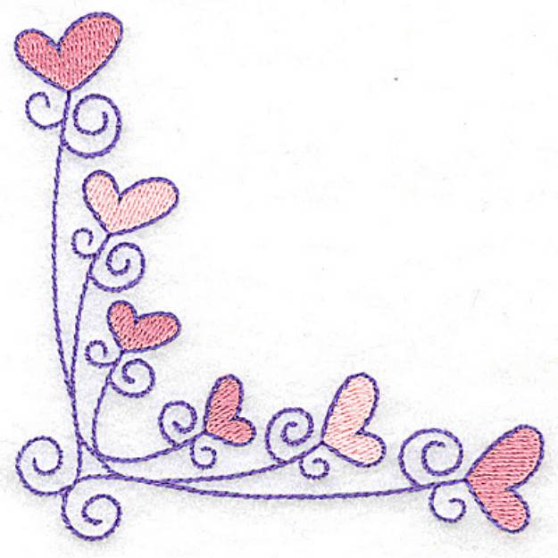 Picture of Corner Hearts Machine Embroidery Design