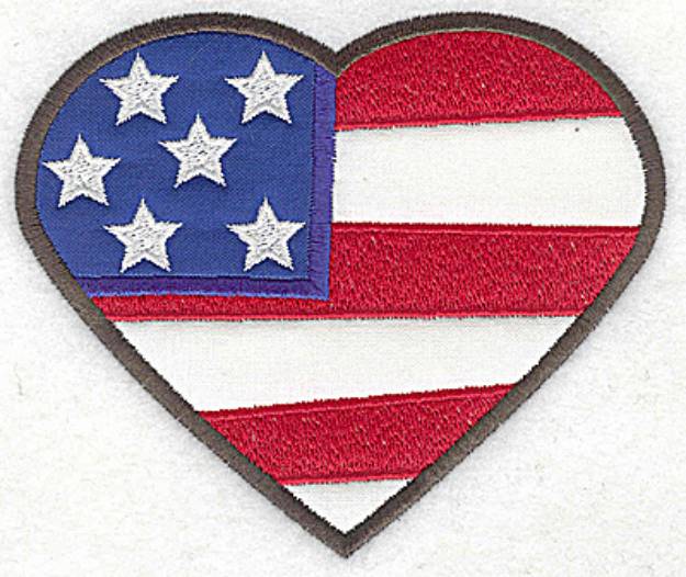 Picture of Heart Flag Applique Machine Embroidery Design