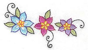 Picture of Three flowers in a row Machine Embroidery Design