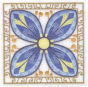 Picture of Blue Flower Design Machine Embroidery Design