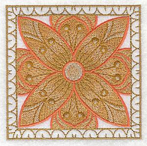 Picture of Brown Flower Square Machine Embroidery Design
