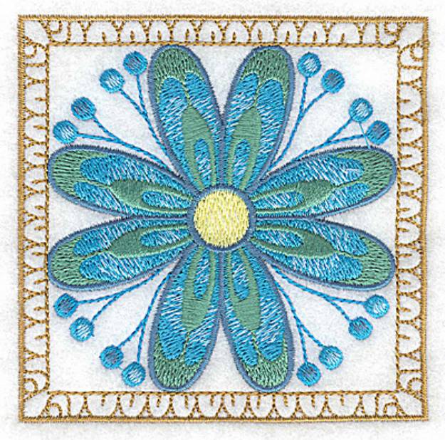 Picture of Turquoise Flower Design Machine Embroidery Design