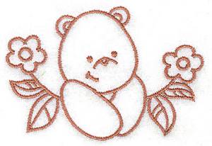 Picture of Bear in Flowers Machine Embroidery Design