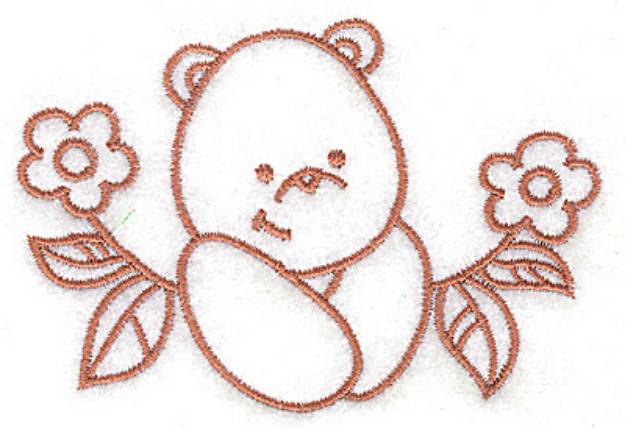 Picture of Bear in Flowers Machine Embroidery Design