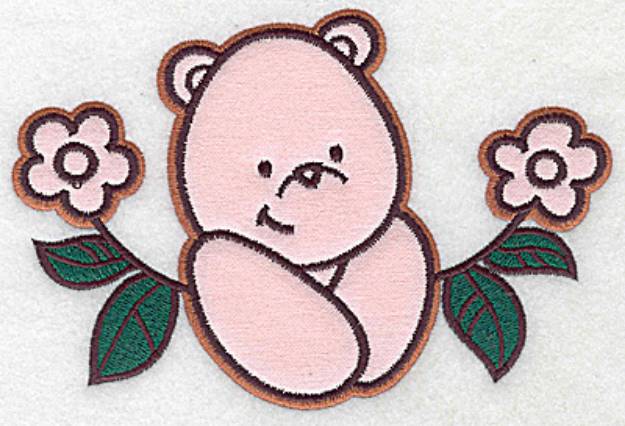 Picture of Bear and Flowers Applique Machine Embroidery Design