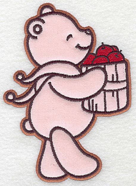 Picture of Bear with Basket Applique Machine Embroidery Design