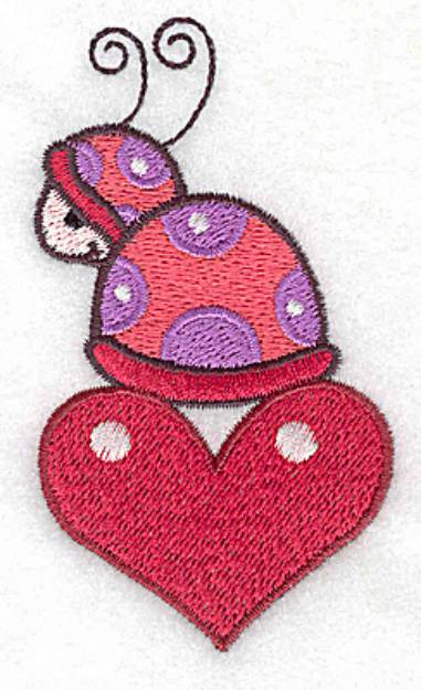 Picture of Ladybug on Heart Machine Embroidery Design