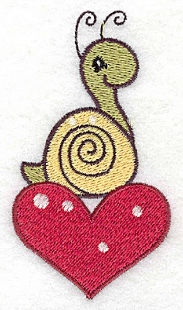 Picture of Snail on Heart Machine Embroidery Design