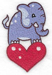 Picture of Elephant on Heart Machine Embroidery Design
