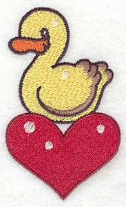 Picture of Duck on Heart Machine Embroidery Design