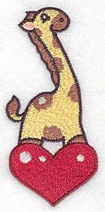 Picture of Giraffe on Heart Machine Embroidery Design