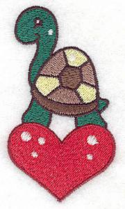 Picture of Turtle on Heart Machine Embroidery Design