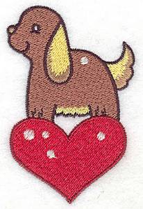 Picture of Dog on Heart Machine Embroidery Design