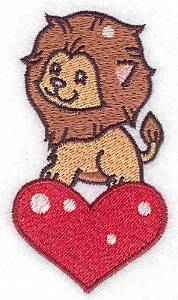 Picture of Lion on Heart Machine Embroidery Design