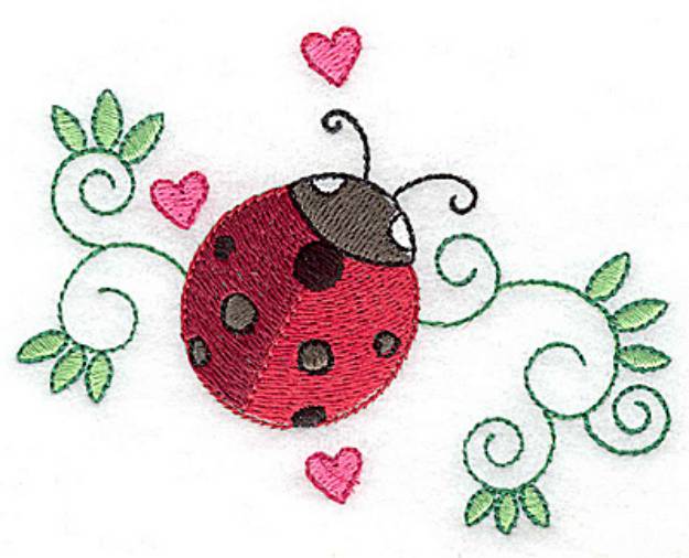 Picture of Ladybug And Hearts Machine Embroidery Design
