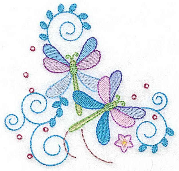 Picture of Two Dragonflies Machine Embroidery Design
