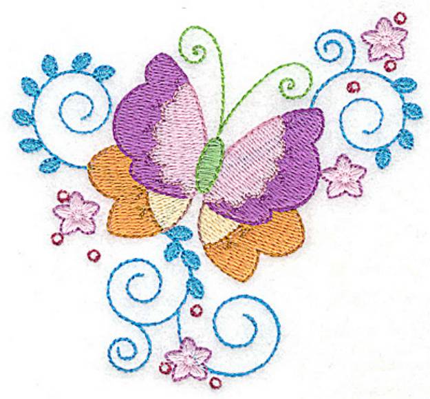 Picture of Butterfly Flowers Machine Embroidery Design