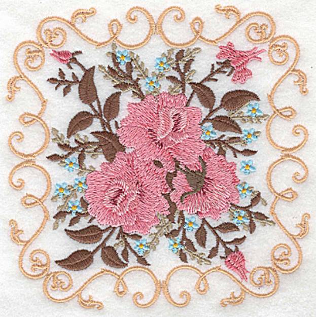 Picture of Victorian Rose Block Machine Embroidery Design