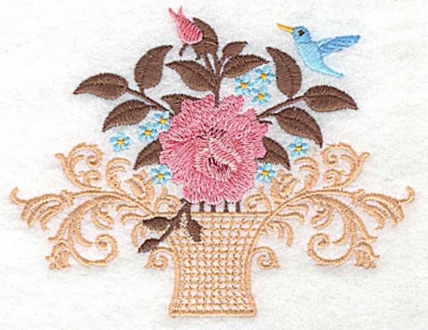 Picture of Bird And Roses Machine Embroidery Design