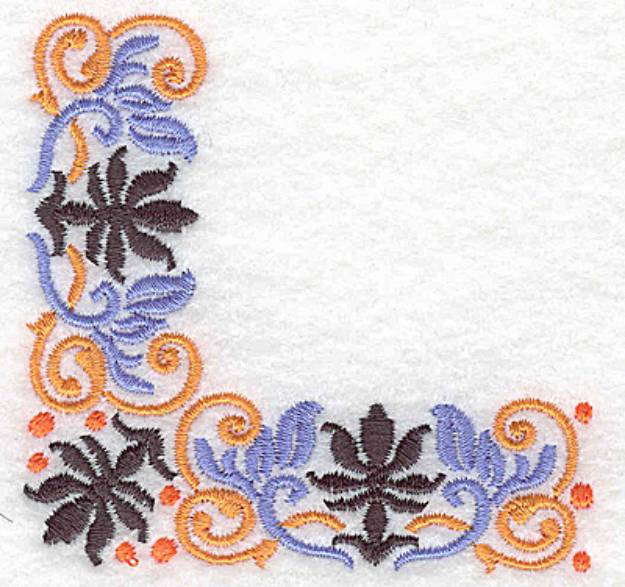 Picture of Swirled Floral Corner Machine Embroidery Design